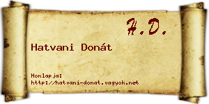Hatvani Donát névjegykártya
